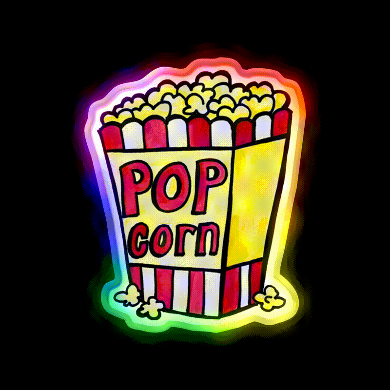 Popcorn Watercolor Snack Food Led Neon Sign Rgb Color - LED neon sign close-up detail