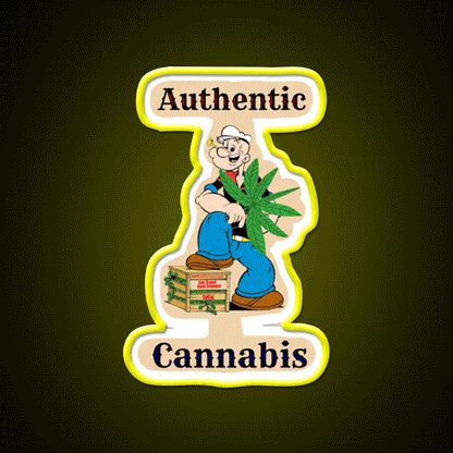 Popeye The Sailor Man Hemp Inspired Green Leaf Led Neon Sign Rgb Color - Custom LED neon sign front view