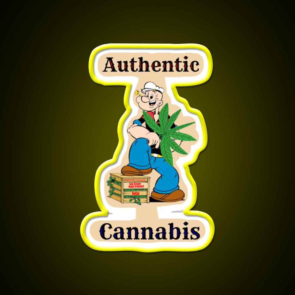 Popeye The Sailor Man Hemp Inspired Green Leaf Led Neon Sign Rgb Color - LED neon sign view 7