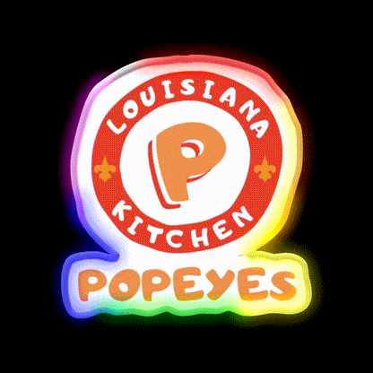 Popeyes Fast Food Led Neon Sign For Burger Place Rgb Color - LED neon sign close-up detail