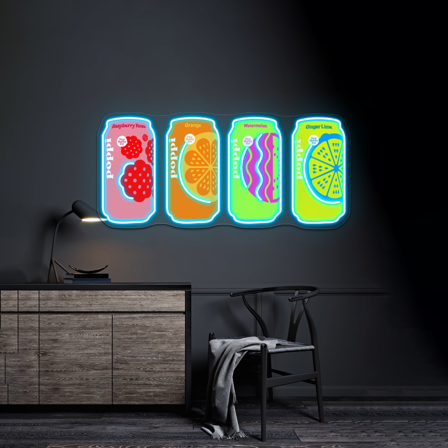 Poppi Soda Cans Artwork Led Signs For Bedroom