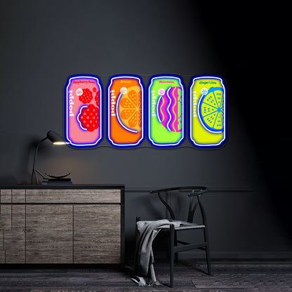 Poppi Soda Cans Artwork Led Signs For Bedroom