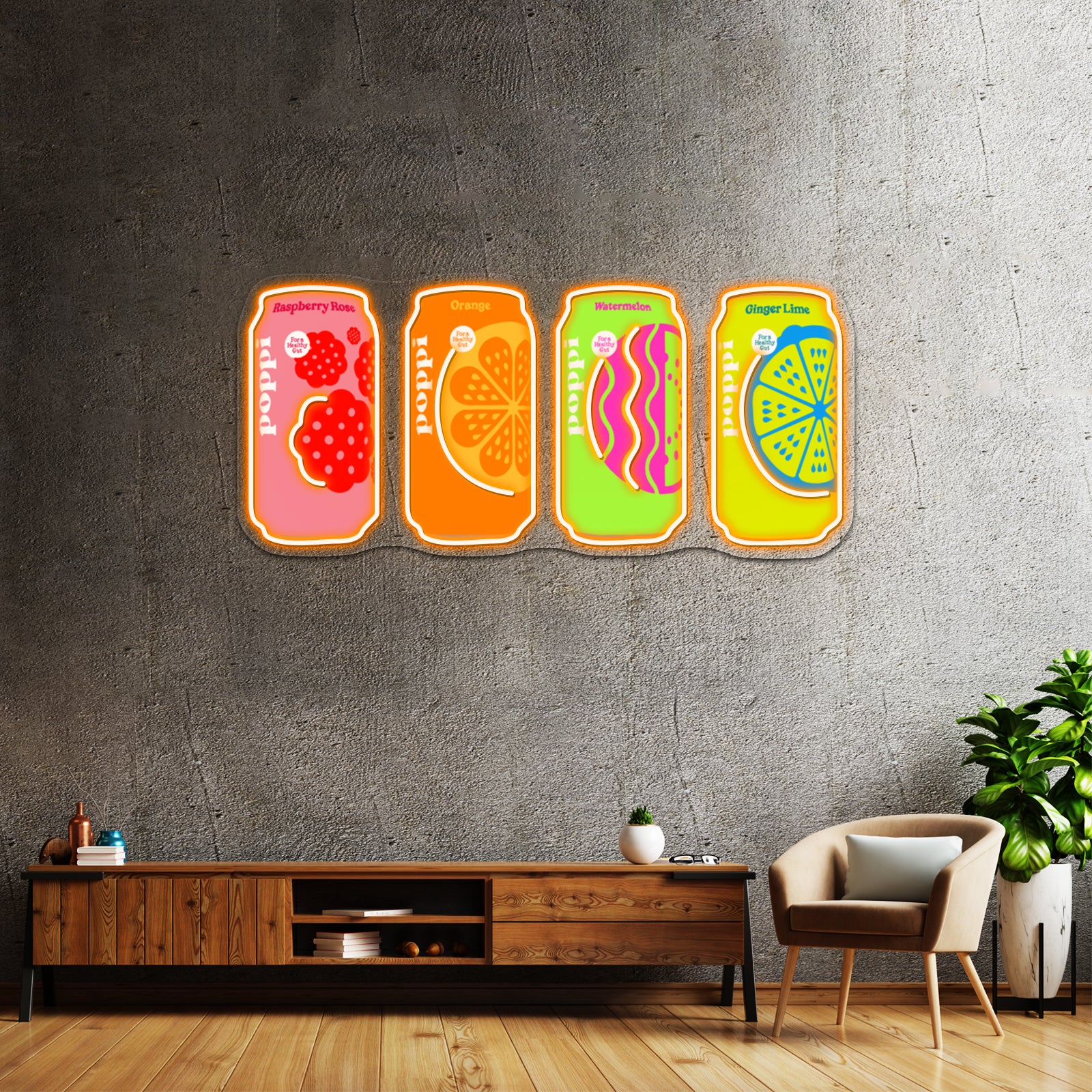 Poppi Soda Cans Artwork Led Signs For Bedroom | Shineneon
