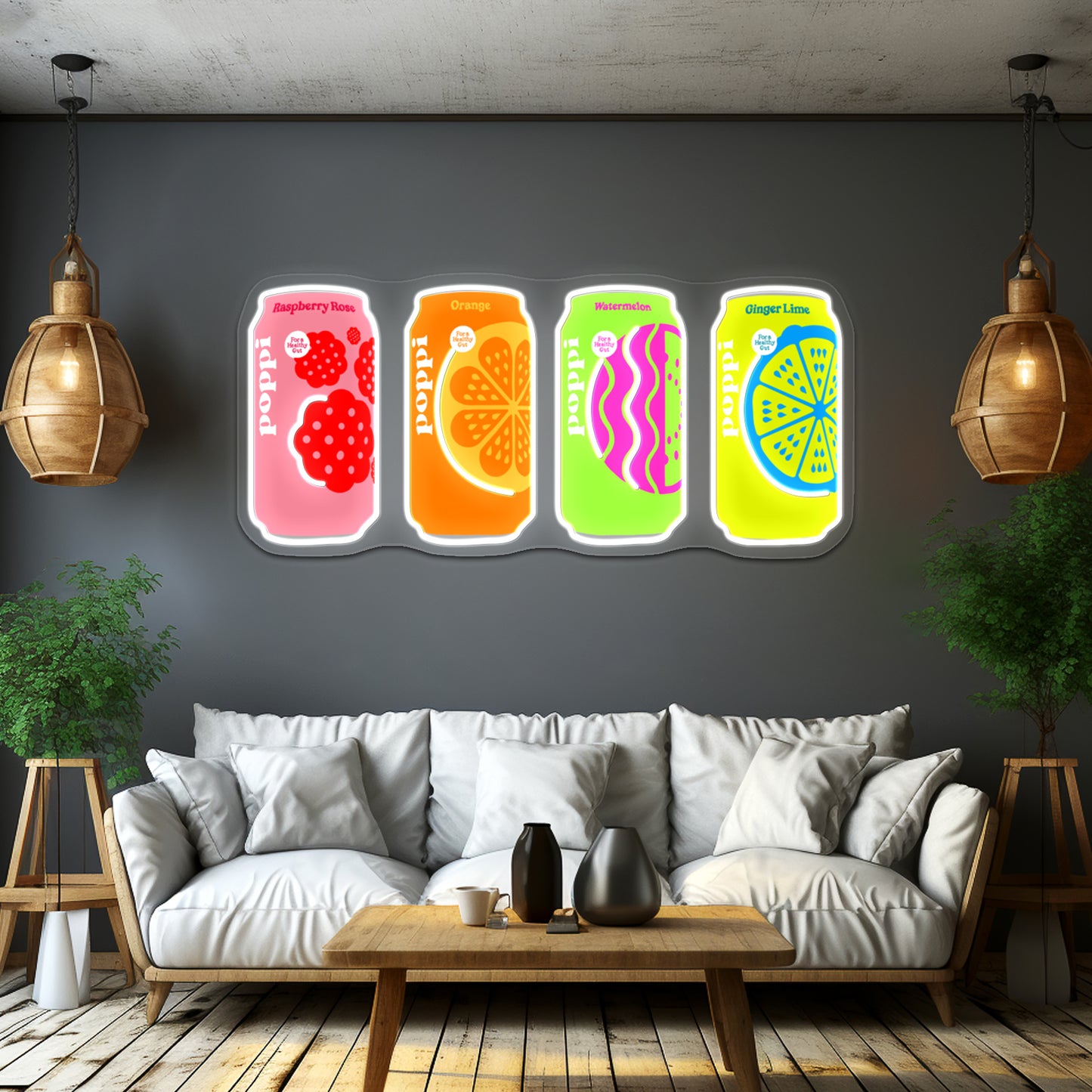 Poppi Soda Cans Artwork Led Signs For Bedroom