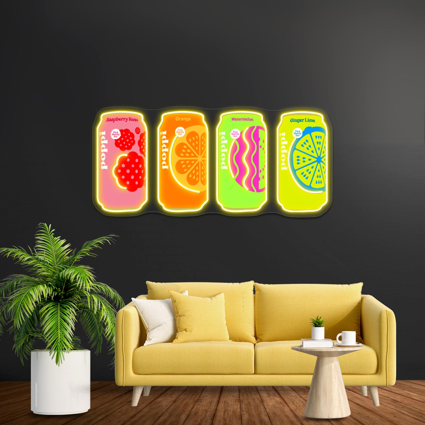 Poppi Soda Cans Artwork Led Signs For Bedroom