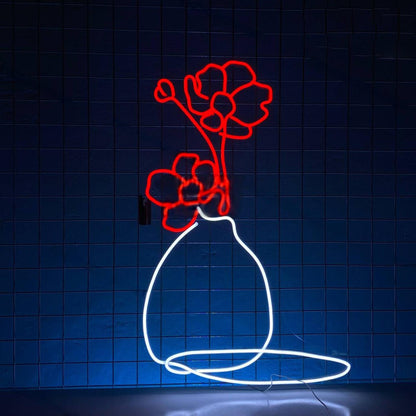 Poppies In Vase Led Neon Sign Flower Room Wall Art | Shineneon