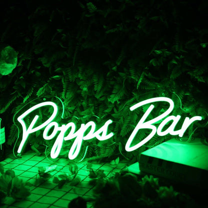 Popps Bar Green Led Neon Sign - Shineneon