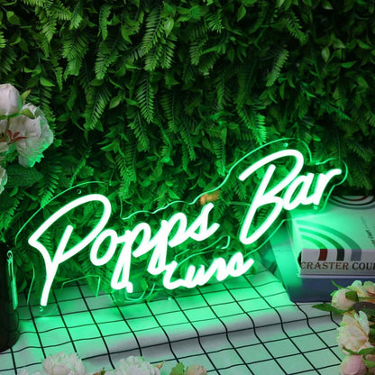 Popps Bar Green Led Neon Sign - Shineneon