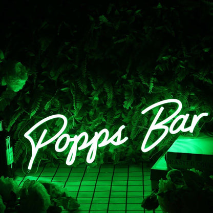 Popps Bar Green Led Neon Sign - Shineneon