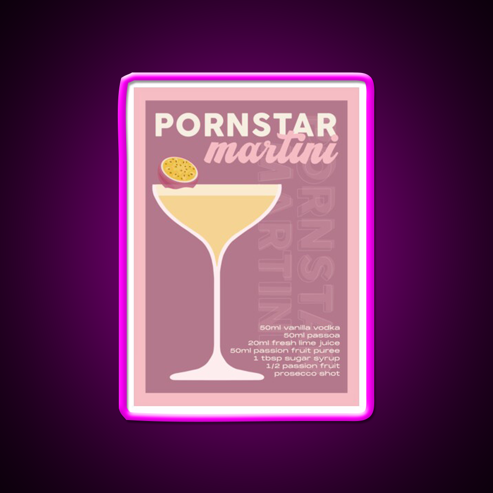Pornstar Martini Cocktail Burgundy Cocktail Bar Decor Led Neon Sign Rgb Color - Neon sign mounted on wall in room