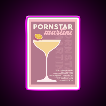 Pornstar Martini Cocktail Burgundy Cocktail Bar Decor Led Neon Sign Rgb Color - Neon sign mounted on wall in room