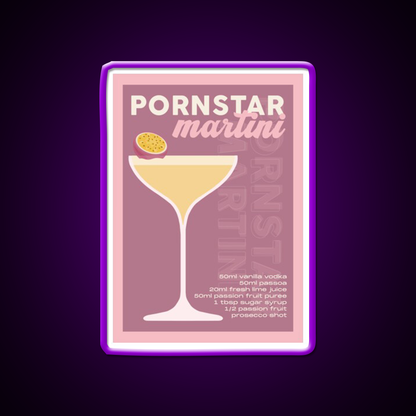Pornstar Martini Cocktail Burgundy Cocktail Bar Decor Led Neon Sign Rgb Color - LED neon sign view 9