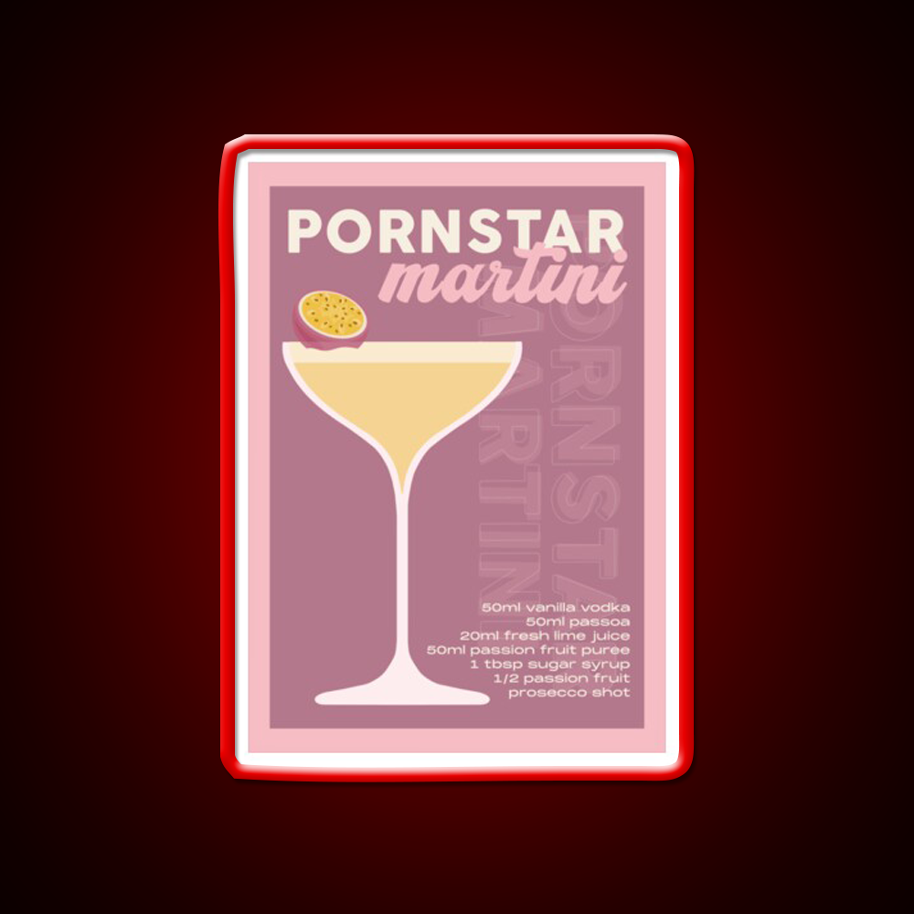 Pornstar Martini Cocktail Burgundy Cocktail Bar Decor Led Neon Sign Rgb Color - LED neon sign view 10