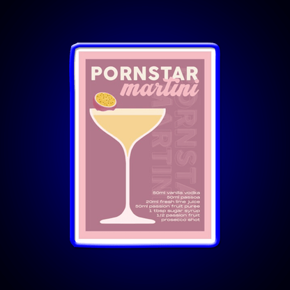Pornstar Martini Cocktail Burgundy Cocktail Bar Decor Led Neon Sign Rgb Color - Shineneon