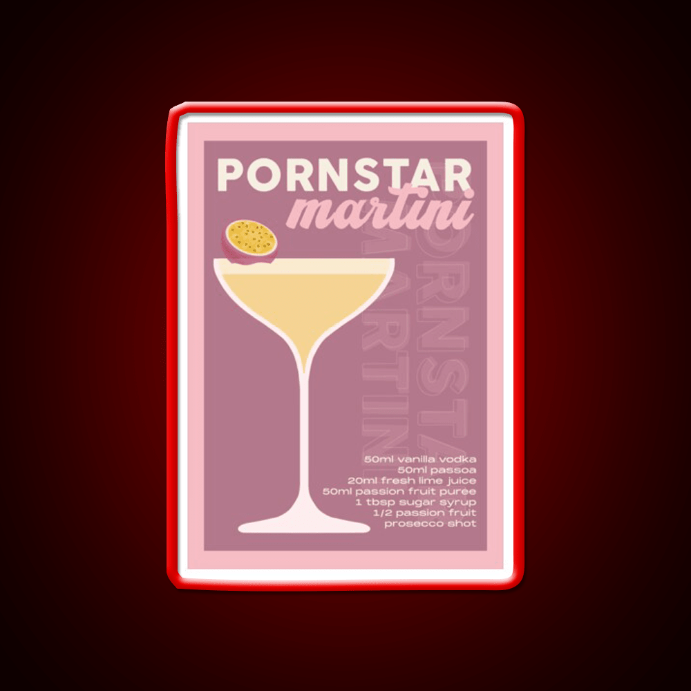 Pornstar Martini Cocktail Burgundy Cocktail Bar Decor Led Neon Sign Rgb Color - Shineneon