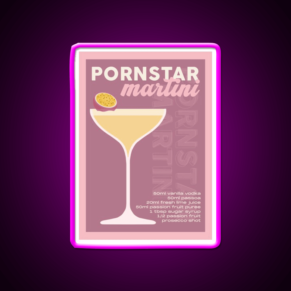 Pornstar Martini Cocktail Burgundy Cocktail Bar Decor Led Neon Sign Rgb Color - Shineneon