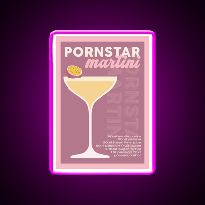 Pornstar Martini Cocktail Burgundy Cocktail Bar Decor Led Neon Sign Rgb Color - Shineneon