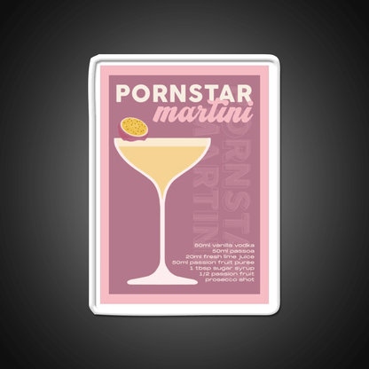 Pornstar Martini Cocktail Burgundy Cocktail Bar Decor Led Neon Sign Rgb Color - Shineneon