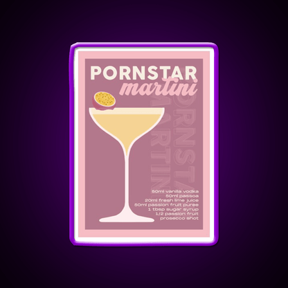Pornstar Martini Cocktail Burgundy Cocktail Bar Decor Led Neon Sign Rgb Color - Shineneon