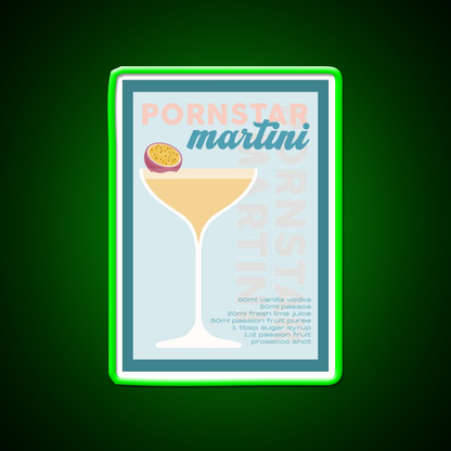 Pornstar Martini Cocktail Recipe Print Cocktail Bar Decor Led Neon Sign Rgb Color - LED neon sign view 8