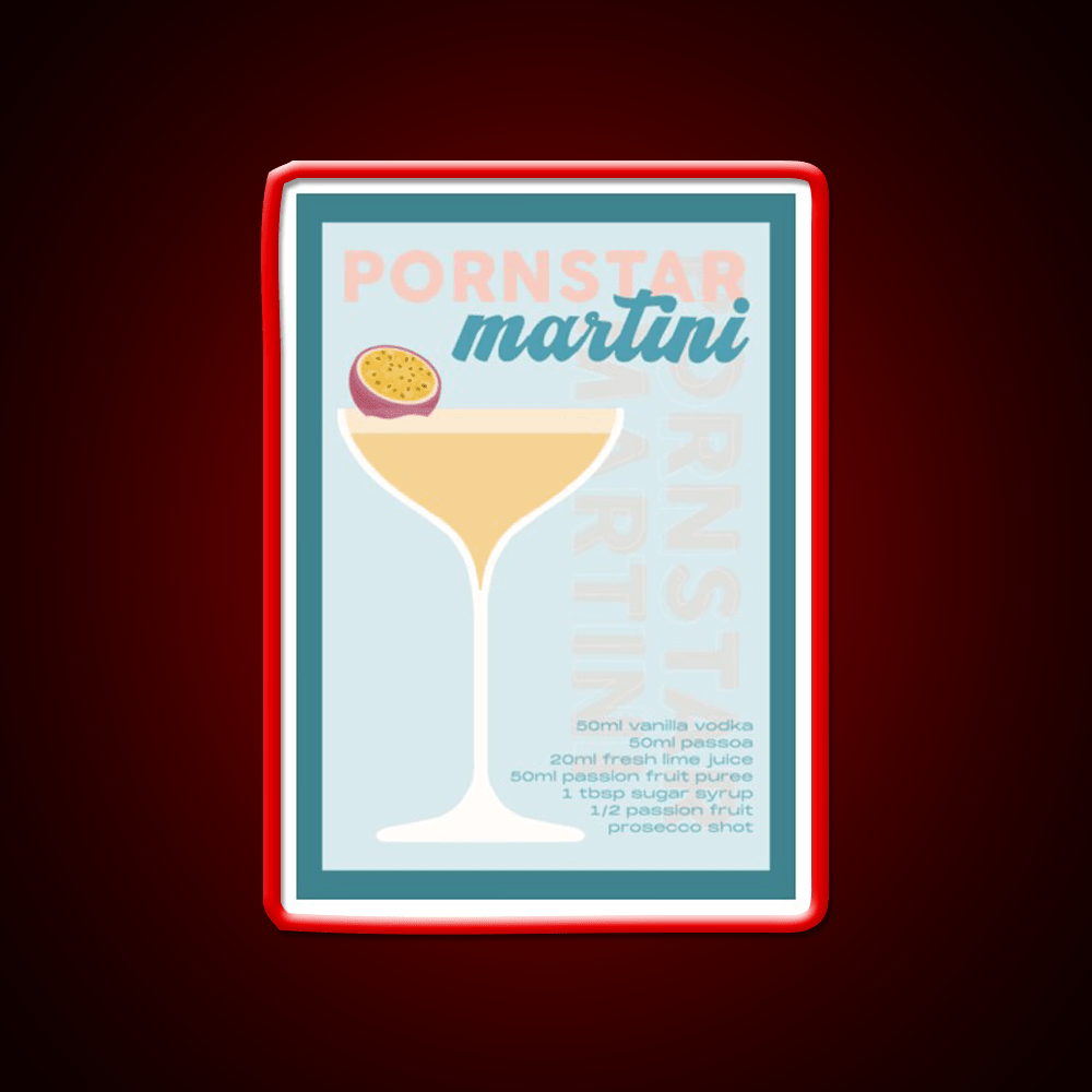 Pornstar Martini Cocktail Recipe Print Cocktail Bar Decor Led Neon Sign Rgb Color - Shineneon