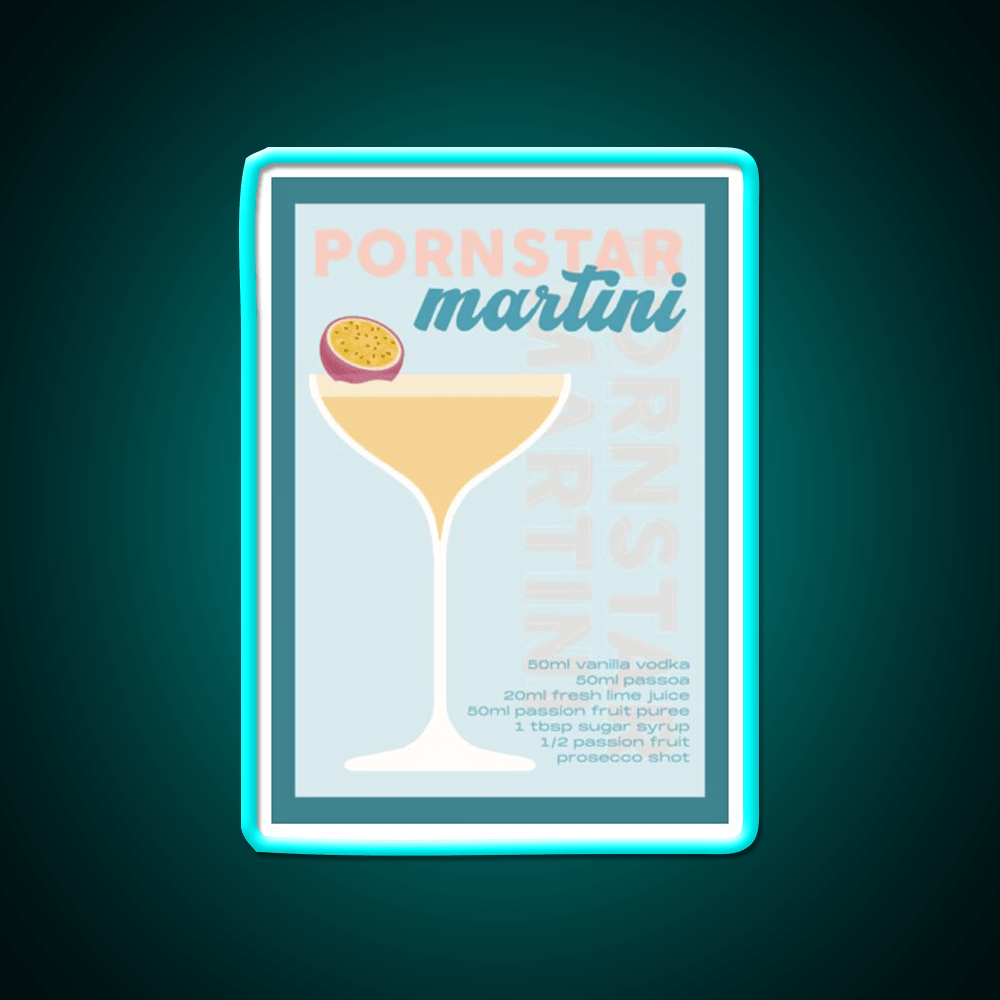 Pornstar Martini Cocktail Recipe Print Cocktail Bar Decor Led Neon Sign Rgb Color - Shineneon