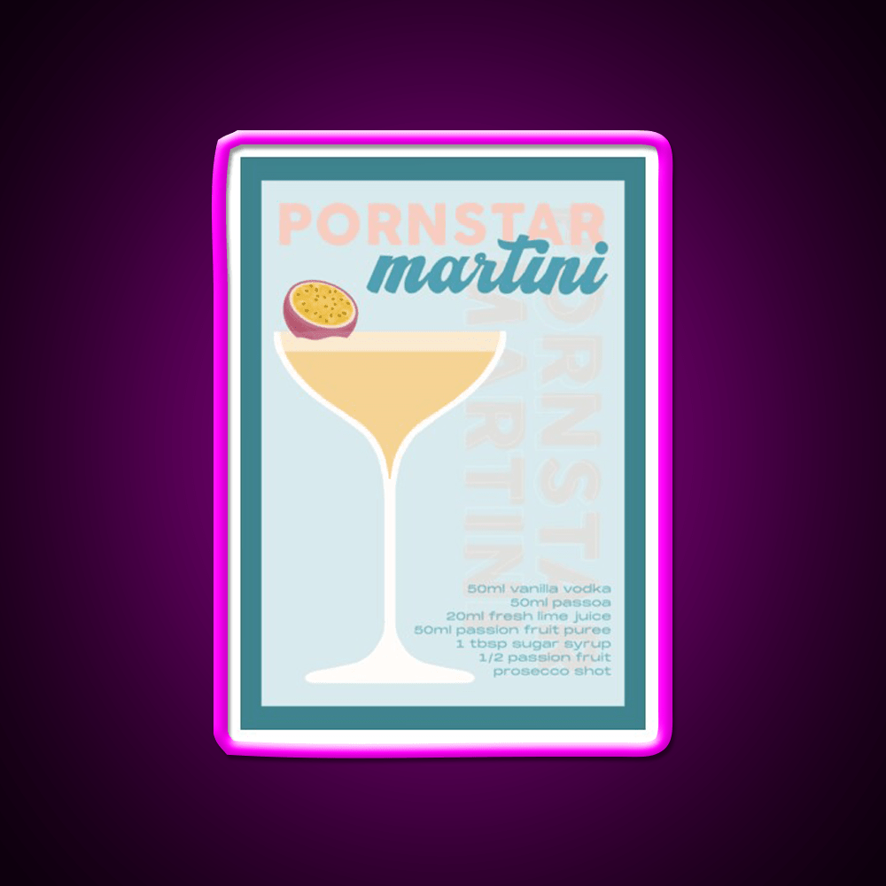 Pornstar Martini Cocktail Recipe Print Cocktail Bar Decor Led Neon Sign Rgb Color - Shineneon