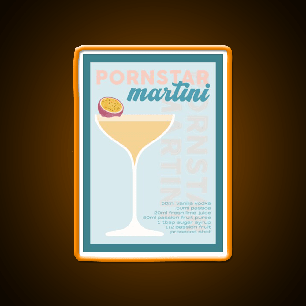 Pornstar Martini Cocktail Recipe Print Cocktail Bar Decor Led Neon Sign Rgb Color - Shineneon
