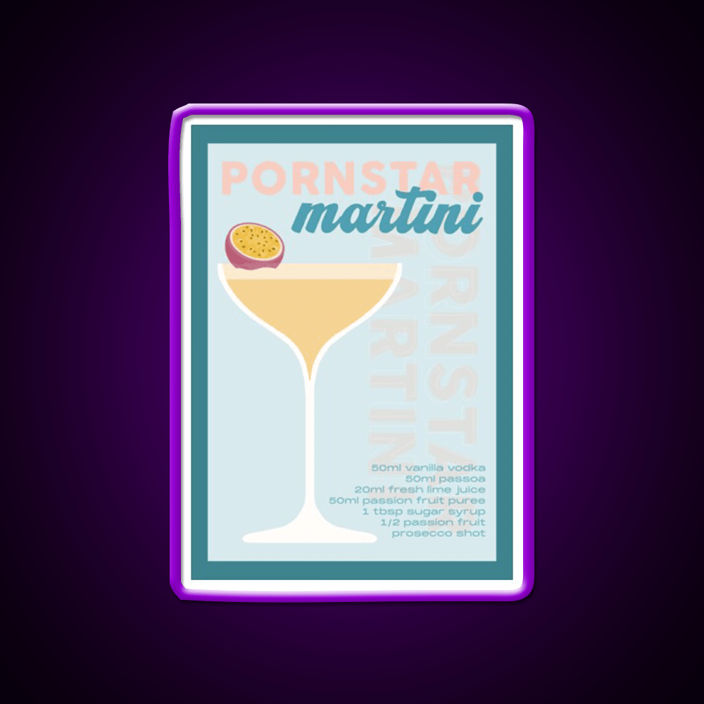 Pornstar Martini Cocktail Recipe Print Cocktail Bar Decor Led Neon Sign Rgb Color - Shineneon