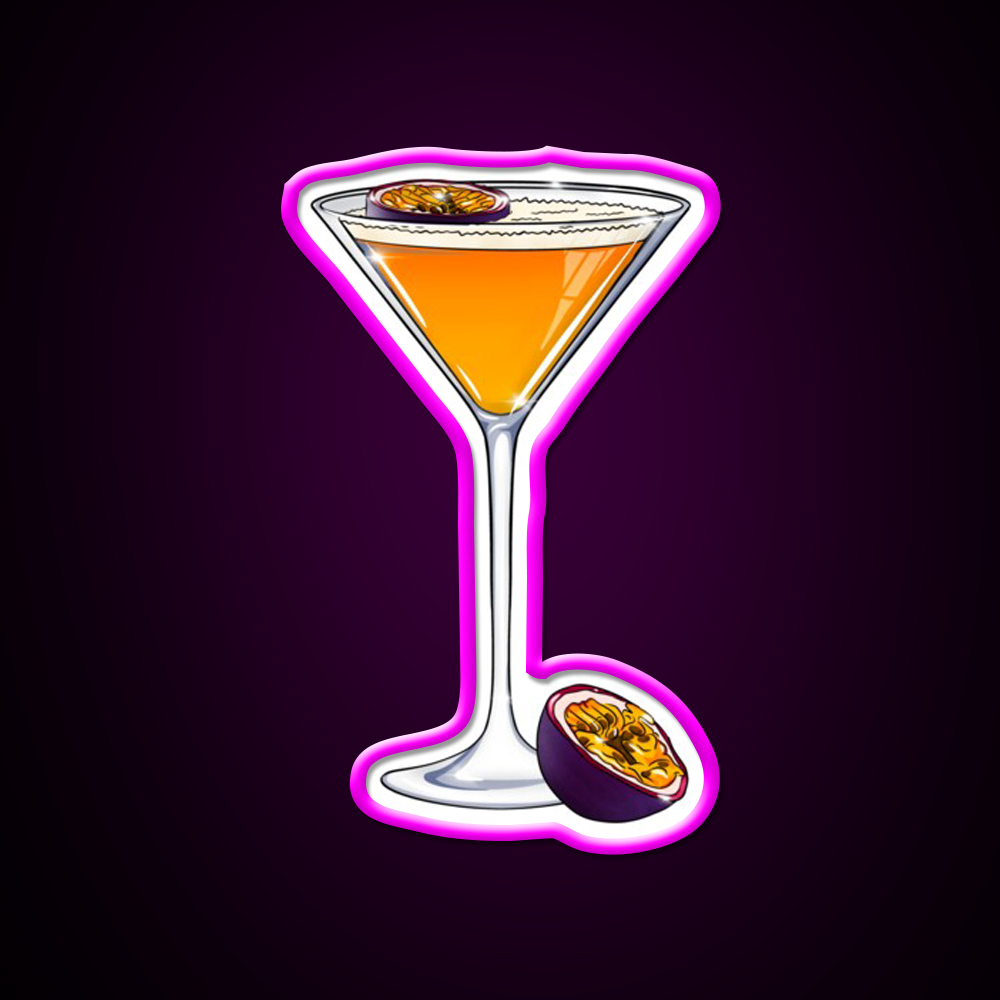 Pornstar Martini Small Logo White Cocktail Bar Decor Led Neon Sign Rgb Color - Neon sign mounted on wall in room