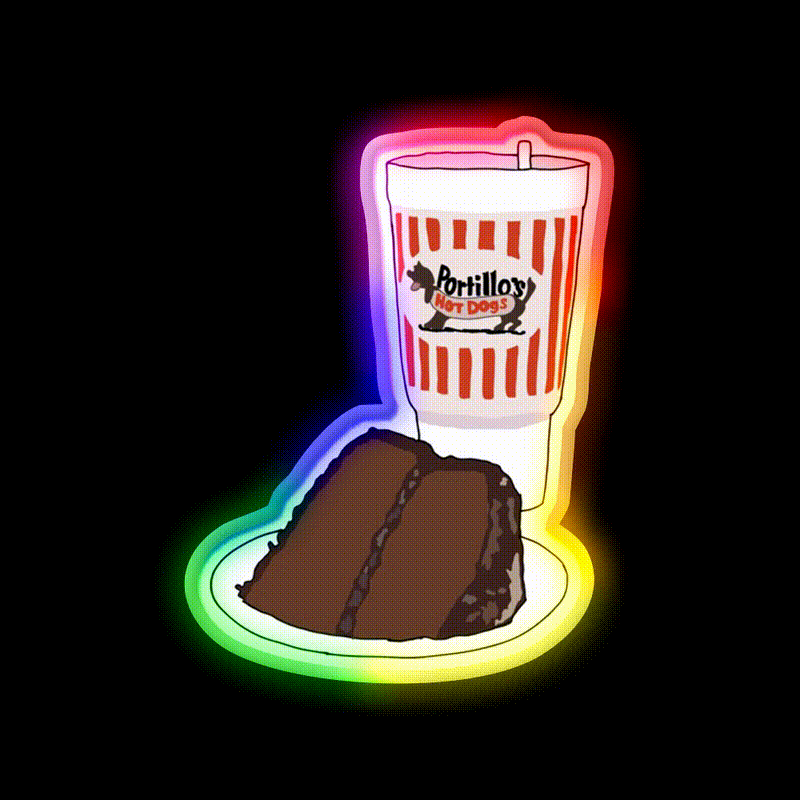 Portillos Chocolate Cake Shake Fast Food Led Neon Sign For Burger Place Rgb Color - LED neon sign close-up detail