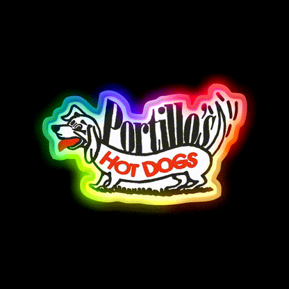 Portillos Fast Food Led Neon Sign For Burger Place Rgb Color - LED neon sign close-up detail