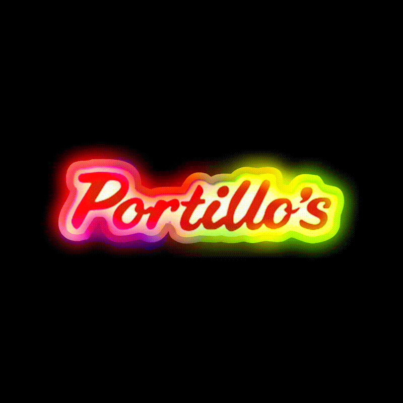 Portillos Fast Food Led Neon Sign For Burger Place Wall Art Rgb Color - LED neon sign close-up detail