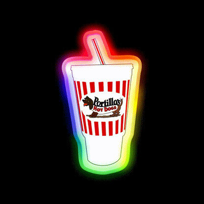 Portillos Fountain Drink Cup Fast Food Led Neon Sign For Burger Place Rgb Color - LED neon sign close-up detail