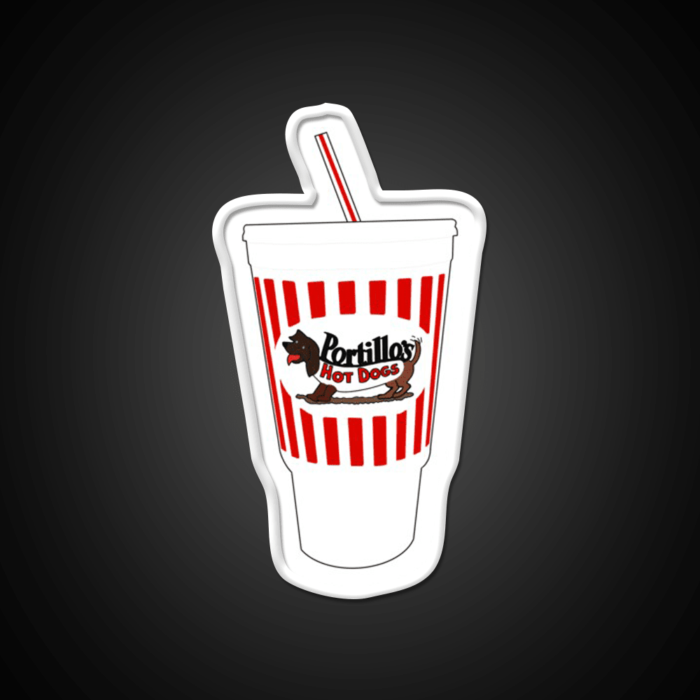Portillos Fountain Drink Cup Fast Food Led Neon Sign For Burger Place Rgb Color - Shineneon