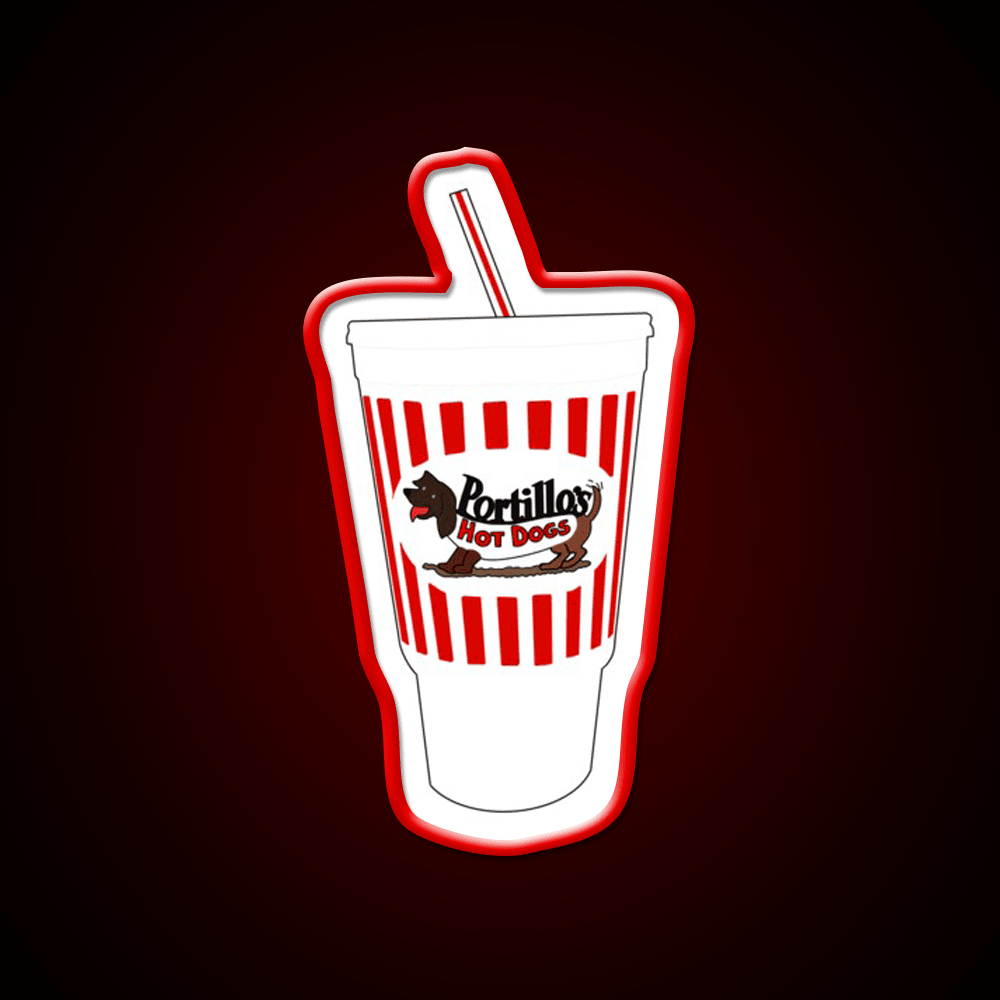 Portillos Fountain Drink Cup Fast Food Led Neon Sign For Burger Place Rgb Color - Shineneon