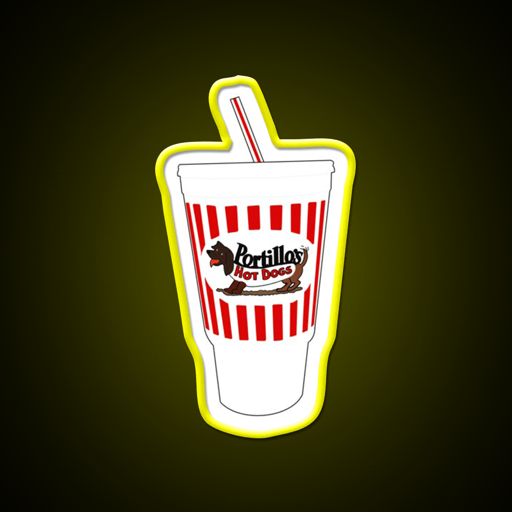 Portillos Fountain Drink Cup Fast Food Led Neon Sign For Burger Place Rgb Color - Custom LED neon sign front view