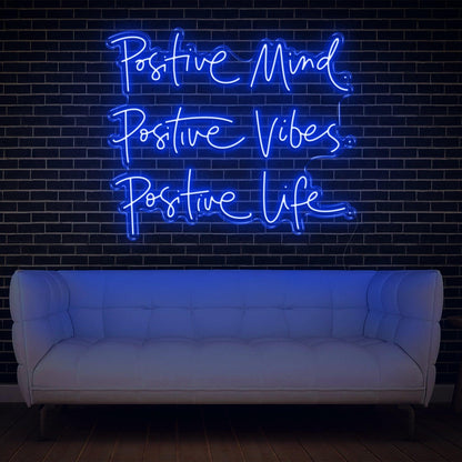 Positive Mind Vibes Life Blue Led Neon Sign For Home And Office Decor | Shineneon