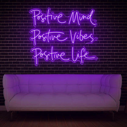 Positive Mind Vibes Life Blue Led Neon Sign For Home And Office Decor | Shineneon