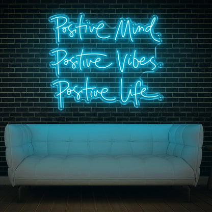 Positive Mind Vibes Life Blue Led Neon Sign For Home And Office Decor | Shineneon