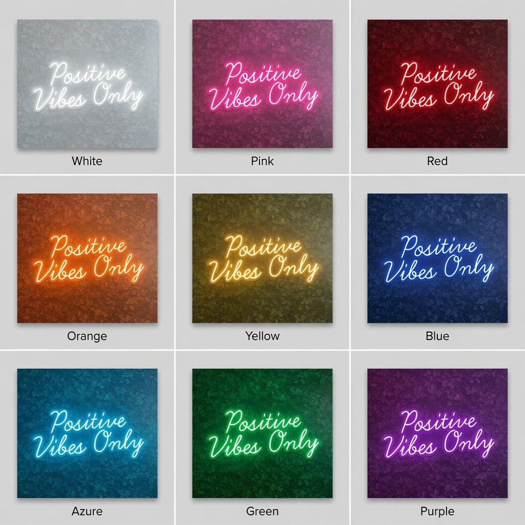 Positive Vibes Only Bedroom Wall Light LED Neon Sign - 05 Color Grid