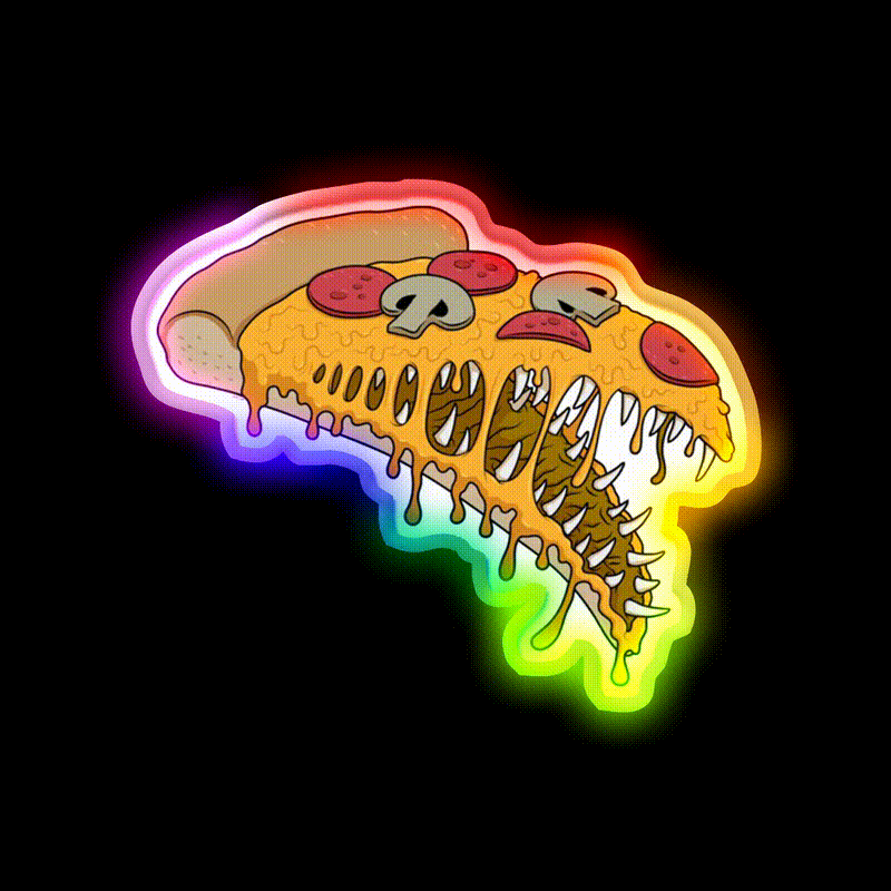 Possessed Pizza Fast Food Led Neon Sign For Burger Place Rgb Color - LED neon sign close-up detail