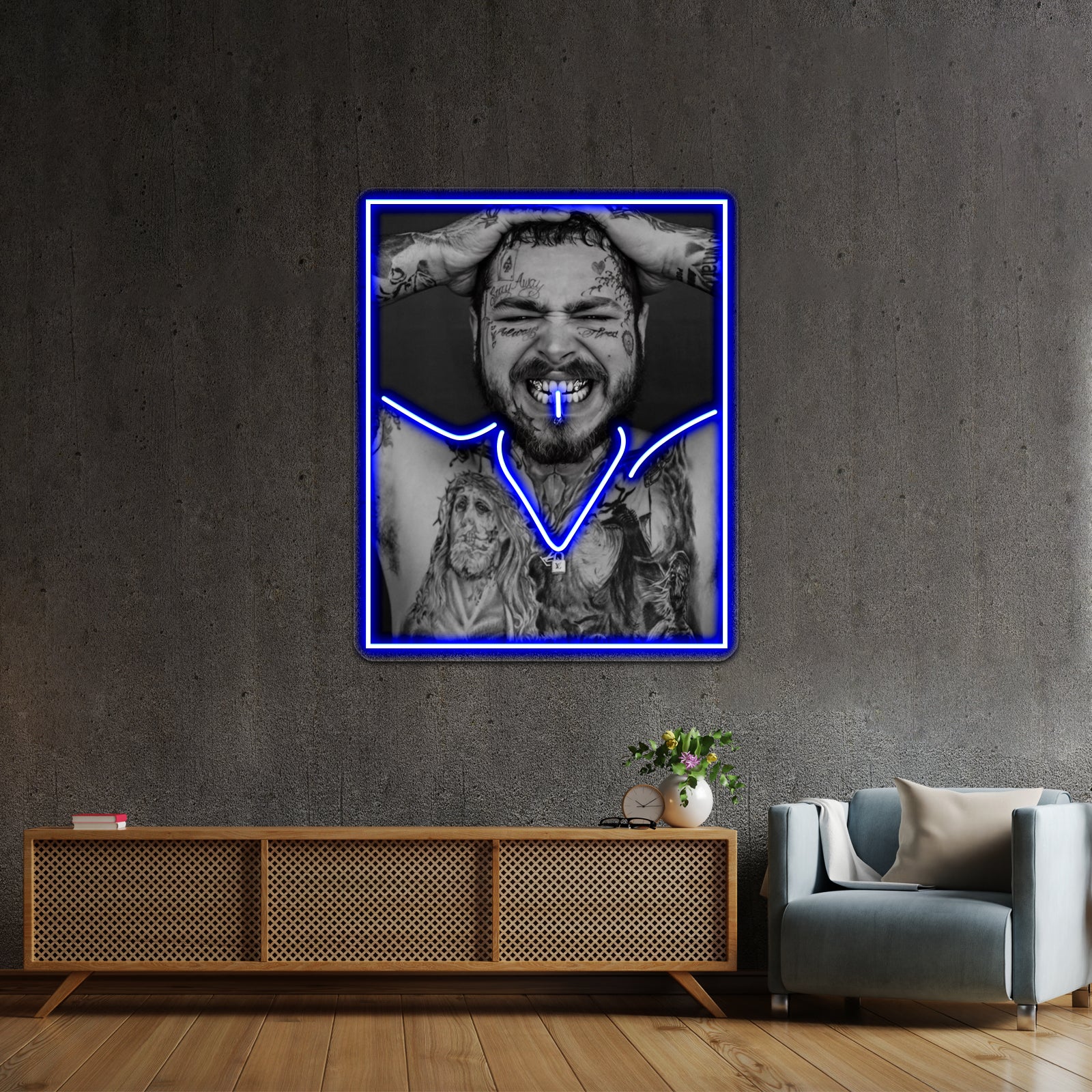 Post Malone Revealing Tattoos Grill Artwork Led Signs For Bedroom | Shineneon