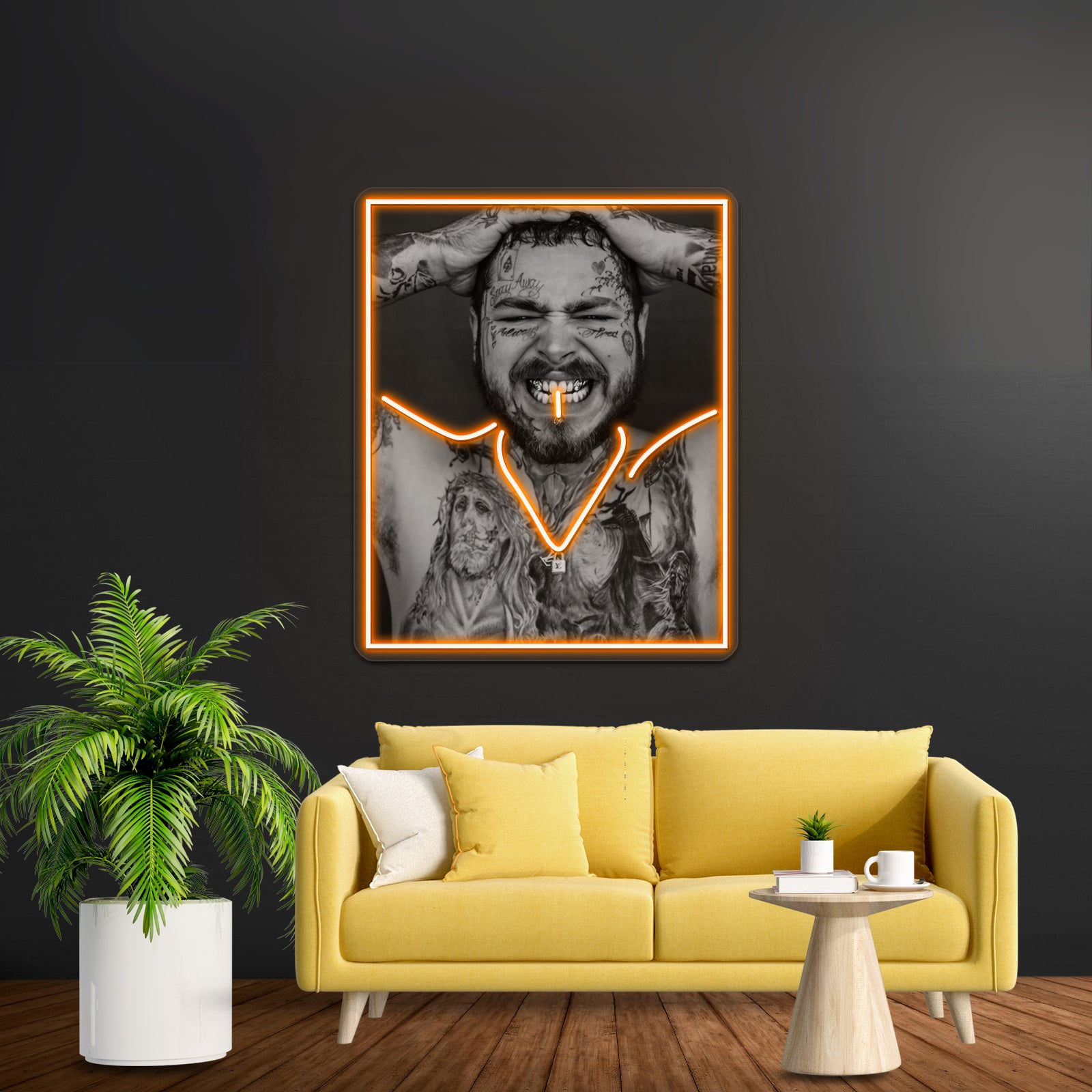 Post Malone Revealing Tattoos Grill Artwork Led Signs For Bedroom | Shineneon