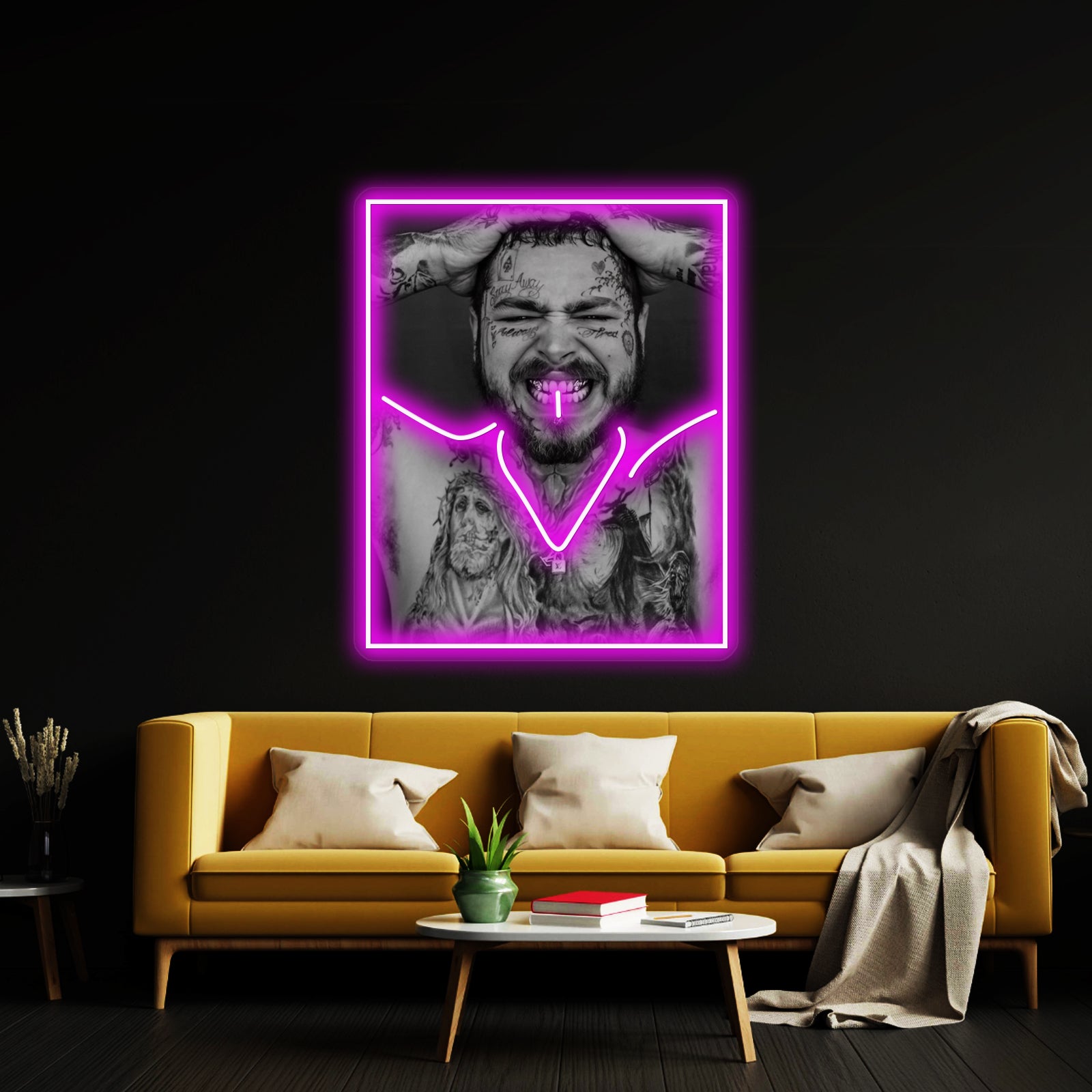 Post Malone Revealing Tattoos Grill Artwork Led Signs For Bedroom | Shineneon