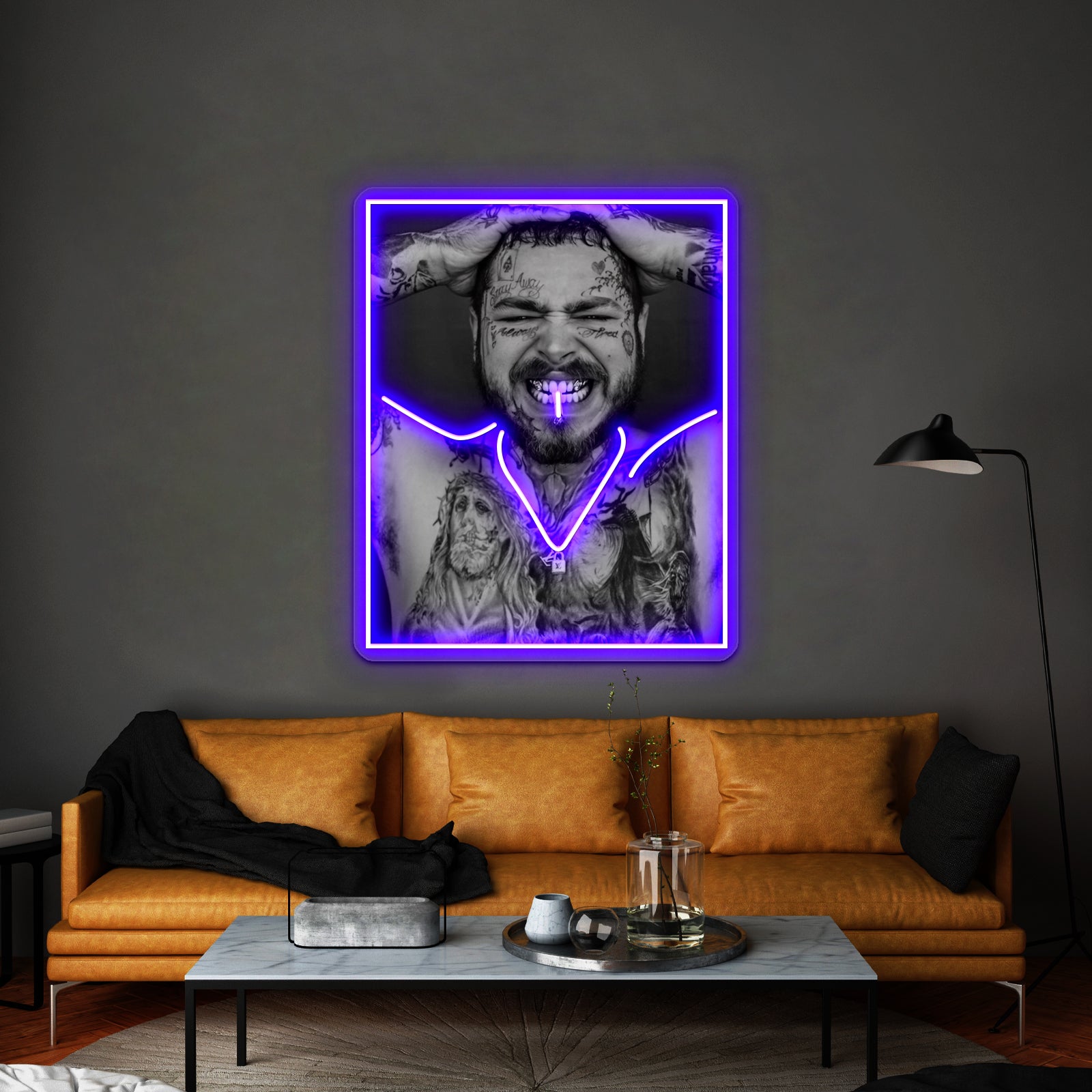 Post Malone Revealing Tattoos Grill Artwork Led Signs For Bedroom | Shineneon