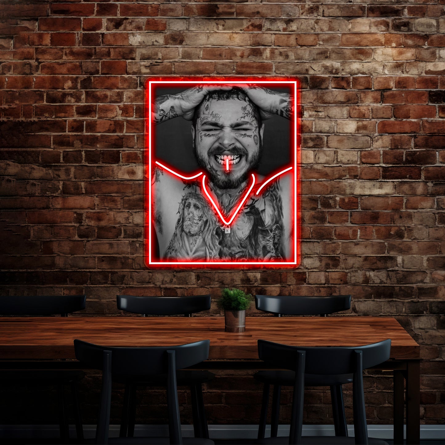 Post Malone Revealing Tattoos Grill Artwork Led Signs For Bedroom