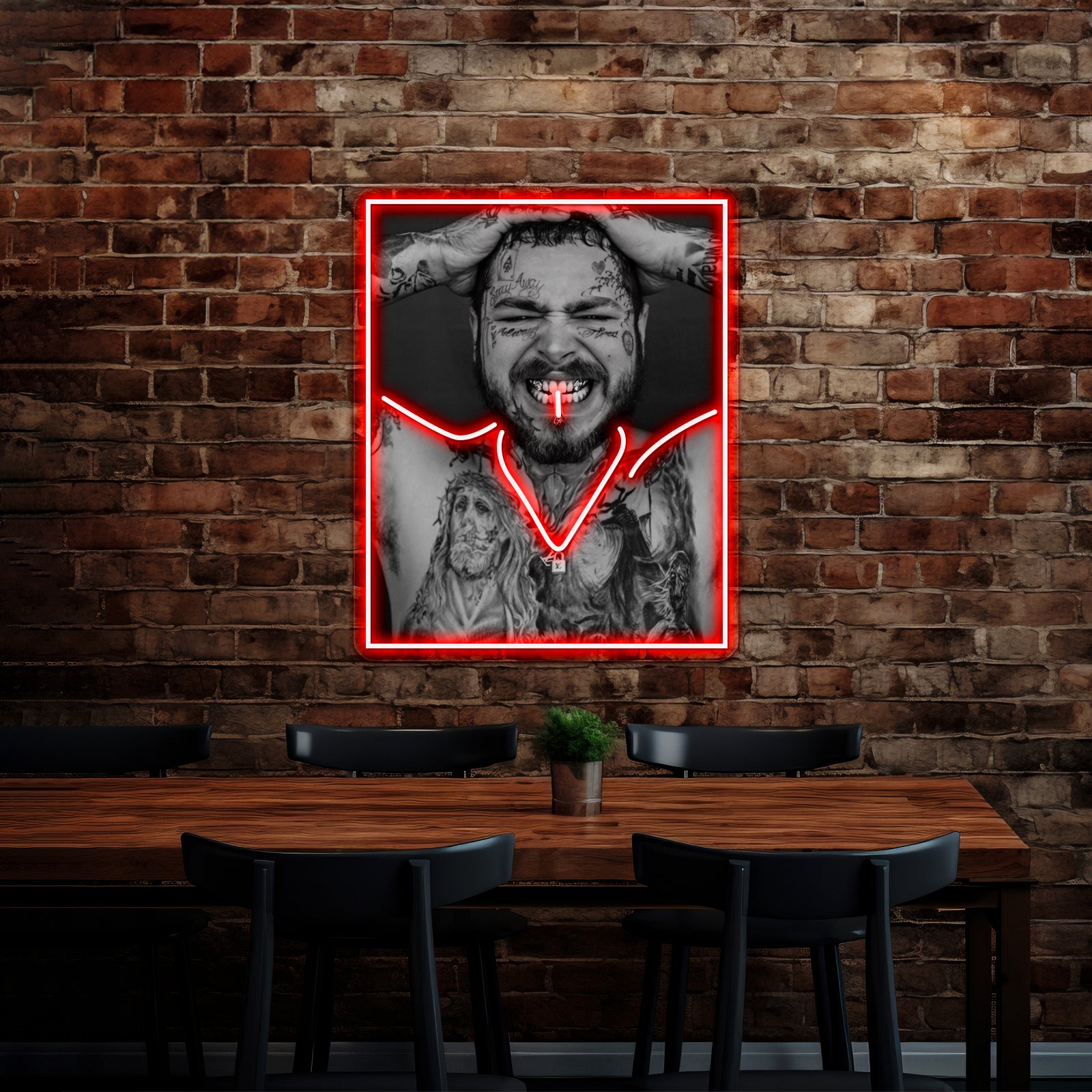 Post Malone Revealing Tattoos Grill Artwork Led Signs For Bedroom | Shineneon