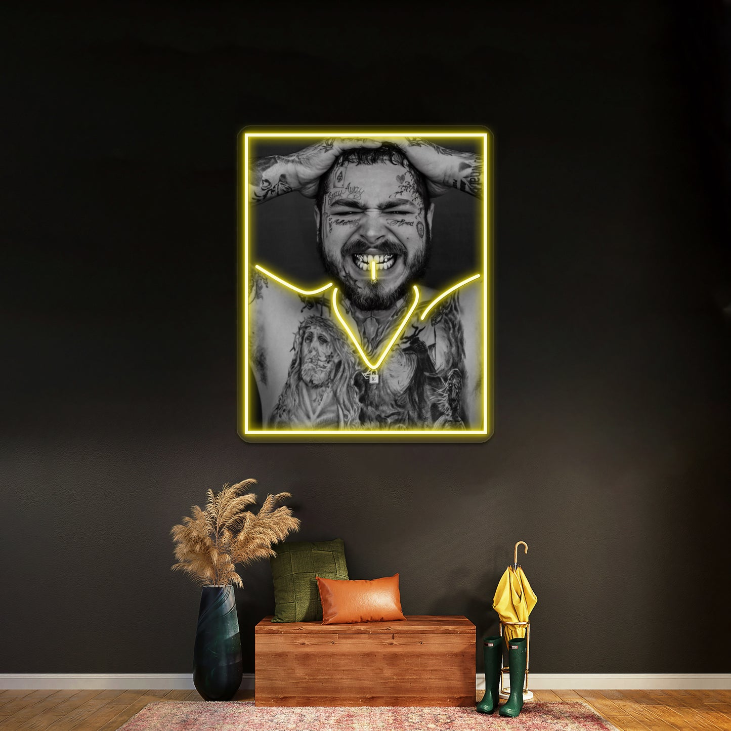 Post Malone Revealing Tattoos Grill Artwork Led Signs For Bedroom