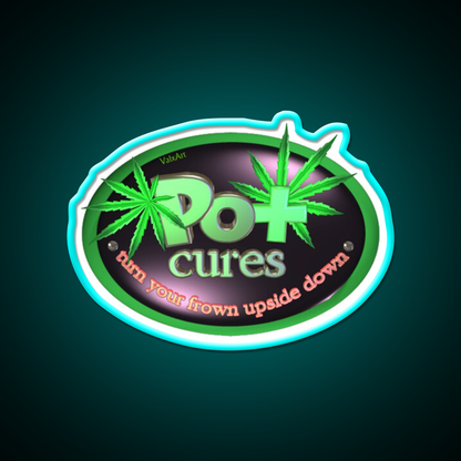Pot Cures Turn Your Frown Upside Down Green Leaf Led Neon Sign Rgb Color - Size and dimension reference
